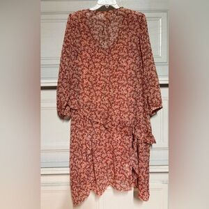 Antropologie Floral Red Dress